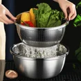 thumbnail image 5 of Cuenco de acero inoxidable 304 para verduras, cuencos para mezclar huevos, colador de arroz, cesta de drenaje, cuenco para sopa, colador, utensilios de cocina y almacenamiento, 5 of 5