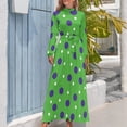 thumbnail image 4 of Vestido largo estampado verde lima con lunares morados y blancos ropa de verano para mujer 2024 vestidos de verano para mujer 2024, 4 of 5