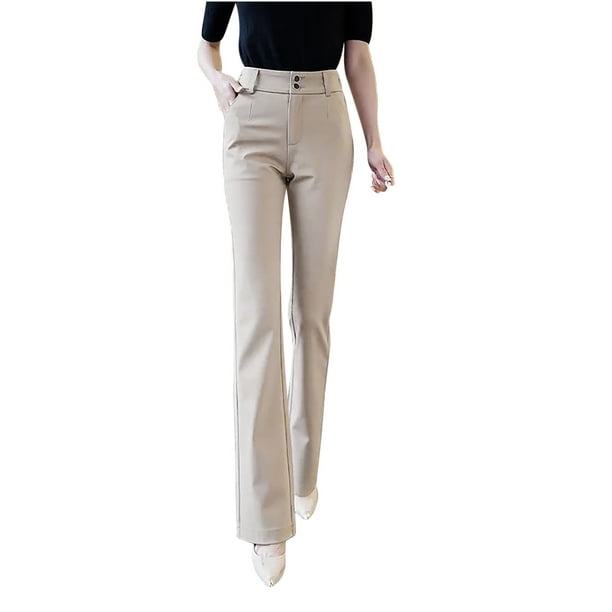 Yuyuzo Petite Women Work Pants Elastic Waist Slim Business Trousers Solid  Color Office Slacks with Pockets