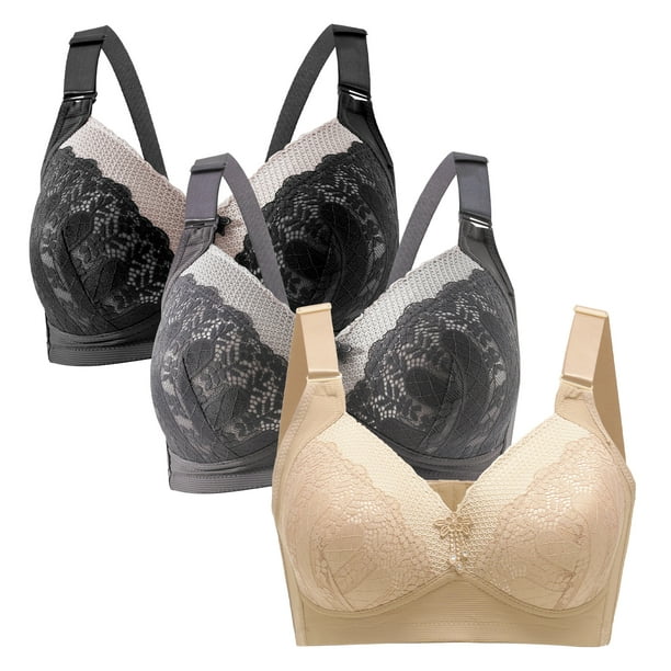 38B Bras for Women 3 Pack Everyday Bra Women's Full Figure Wirefree Bra for  women plus size No Wire Bra with Support A 38B