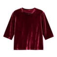 thumbnail image 3 of WOYY Girls Velvet T-Shirt 3/4 Sleeve Crew Neck T Shirt Soft Solid Basic Tshirt, Sizes 3-14, 3 of 3