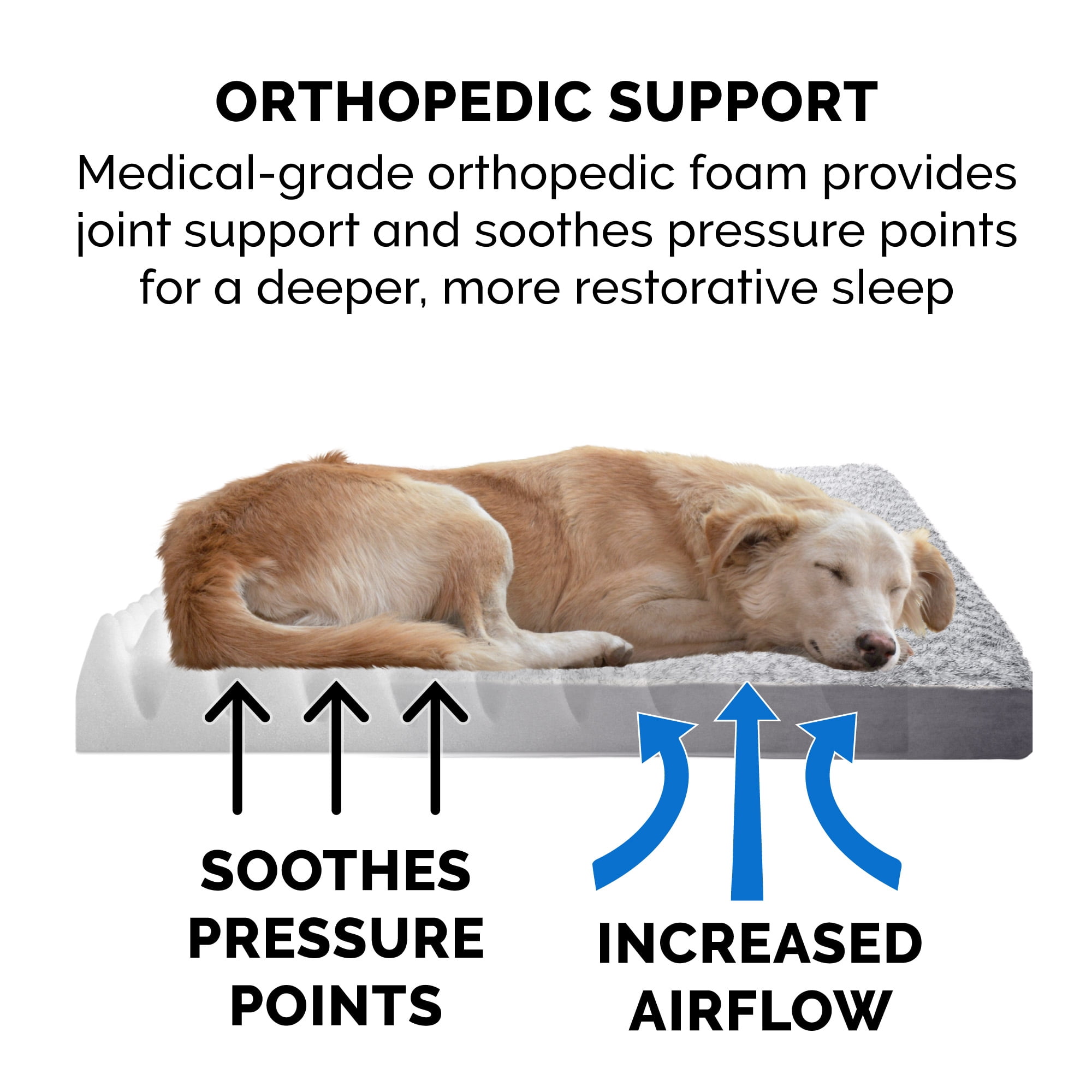 FurHaven Pet Products Two-Tone Faux Fur & Suede Deluxe Orthopedic Pet Bed for Dogs & Cats - Stone Gray, Large