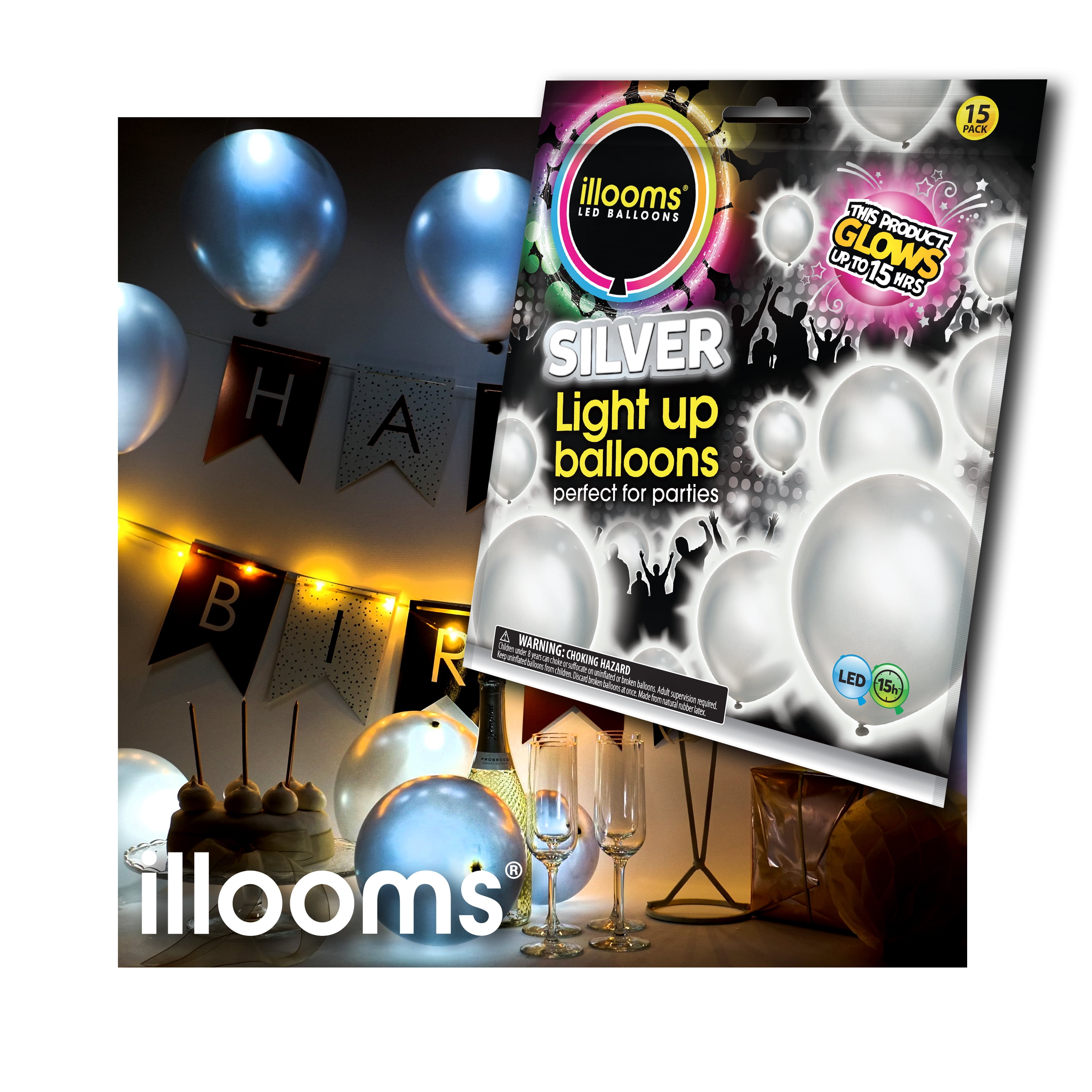 15 PCS illooms LED Balloons Party Birthday Fun Kids balloon Mixed Colors 
