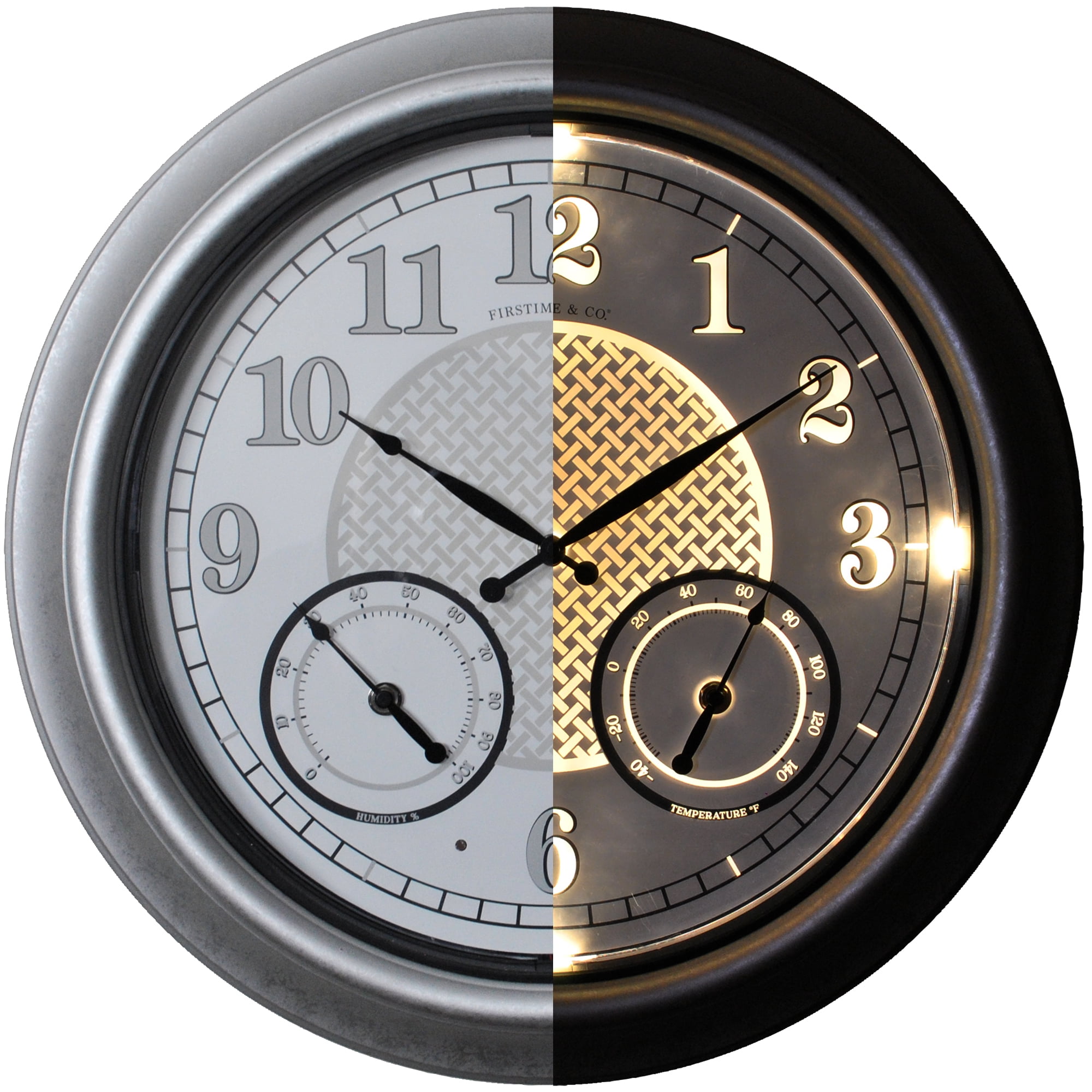 FirsTime & Co.® Radiant LED Outdoor Clock, Galvanized Silver, 18 in