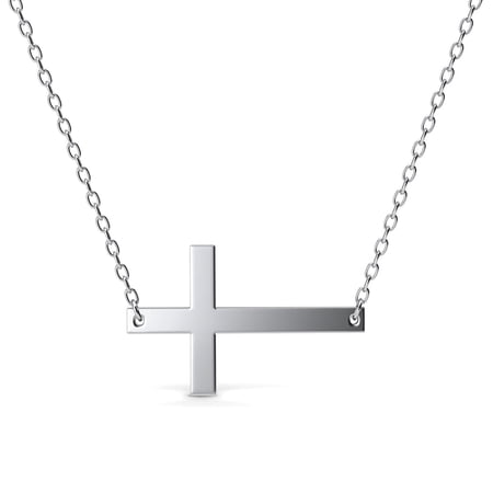 Cate & Chloe Nancy 18k White Gold Plated Cross Pendant Necklace for Women, Gift for Her
