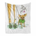 thumbnail image 1 of Chihuahua Soft Flannel Fleece Throw Blanket, Colorful Sketch of Dog and Woman Owners Legs with My Pet Lettering, Cozy Plush for Indoor and Outdoor Use, 70" x 90", Multicolor, by Ambesonne, 1 of 6