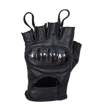 Dream Apparel Fingerless Naked Cowhide Leather Motorcycle Gloves