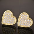 thumbnail image 4 of Dubss 14MM Width Heart-shaped Gold Color Stud Earring For Men Women Full Cubic Zircon Screw Back Earrings Fashion Hip Hop Jewelr, 4 of 5