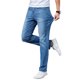 thumbnail image 2 of Pantalones de pierna recta para hombre, cintura media, transpirables, elásticos, pantalones largos informales de verano para uso diario, azul claro 30, 2 of 15