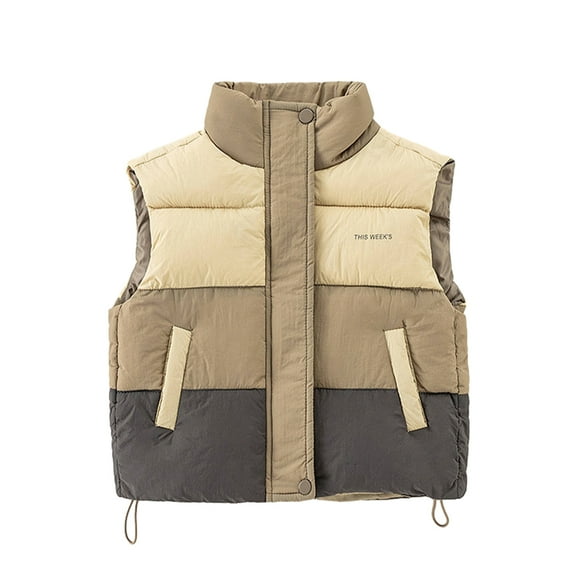 LYMAYTER Kids Puffer Vest for Boy Girls Lightweight Color Blocking Vest Toddler Warm Fall Zipper Sleeveless Coats
