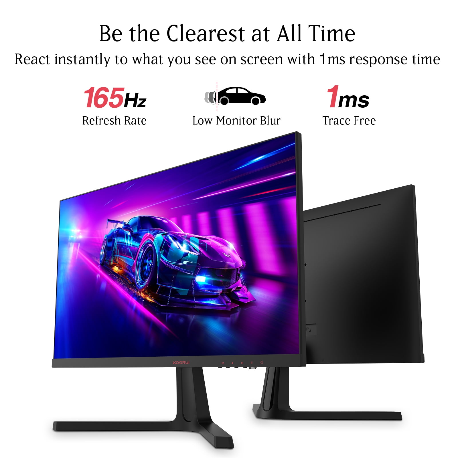  KOORUI 24 Inch Gaming Monitor, 165Hz IPS 1080p 1ms Adaptive  Sync, Frameless, HDMI, DisplayPort, Tilt Adjustable, Eye Care, VESA Wall  Mount， Black : Electronics