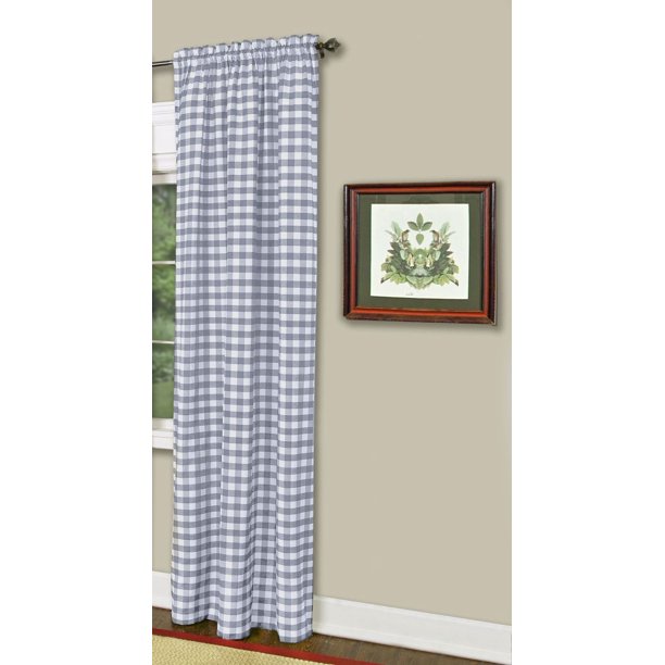 Traditional Elegance Buffalo Check Window Curtain Panel 42x63 Grey