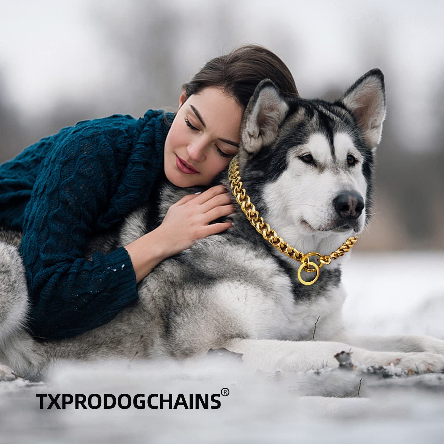 Gold Chain Dog Collar 15mm Thick Choke 