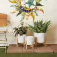 thumbnail image 2 of DecMode 12", 11", 10"H White Ceramic Planter with Removable Wood Stand (3 Count), 2 of 9