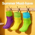 thumbnail image 6 of TELOLY 3Pairs Slouchy Socks for Women,No Squeeze, No Deformation Boot Socks for Women,Color Block Design Scrunch Socks Women,Combination3, 6 of 6