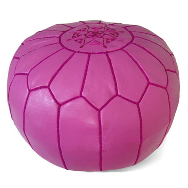 Ikram Design Round Moroccan Leather Pouf