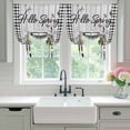 thumbnail image 4 of Spring Flowers Tie Up Curtains for Windows, Adjustable Balloon Window Shades, Farmhouse Truck Black Plaid Wood Grain Kitchen Window Treatments Farmhouse Short Curtains with Rod Pocket 42"x45", 4 of 8