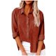 thumbnail image 1 of camisa suelta de color sólido con botones de manga larga de otoño para mujer camisa informal de talla grande bermellón/xl, 1 of 6
