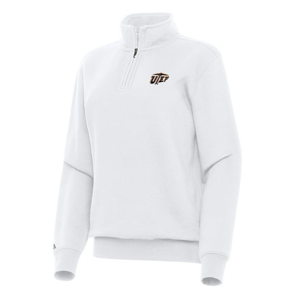 Women's Antigua White UTEP Miners Victory Quarter-Zip Sweatshirt