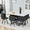 Black Faux Leather, variant on UZUGUL Gray Chairs & White Marble Grain Table 7-Piece Oval Kitchen Set, Space-Saving Chairs