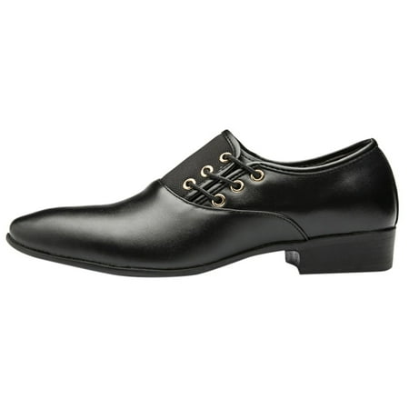 

GNEIKDEING Cl ical Style Shoes For Men Slip On PU Low Rubber Sole Block Heel Work Gift on Clearance