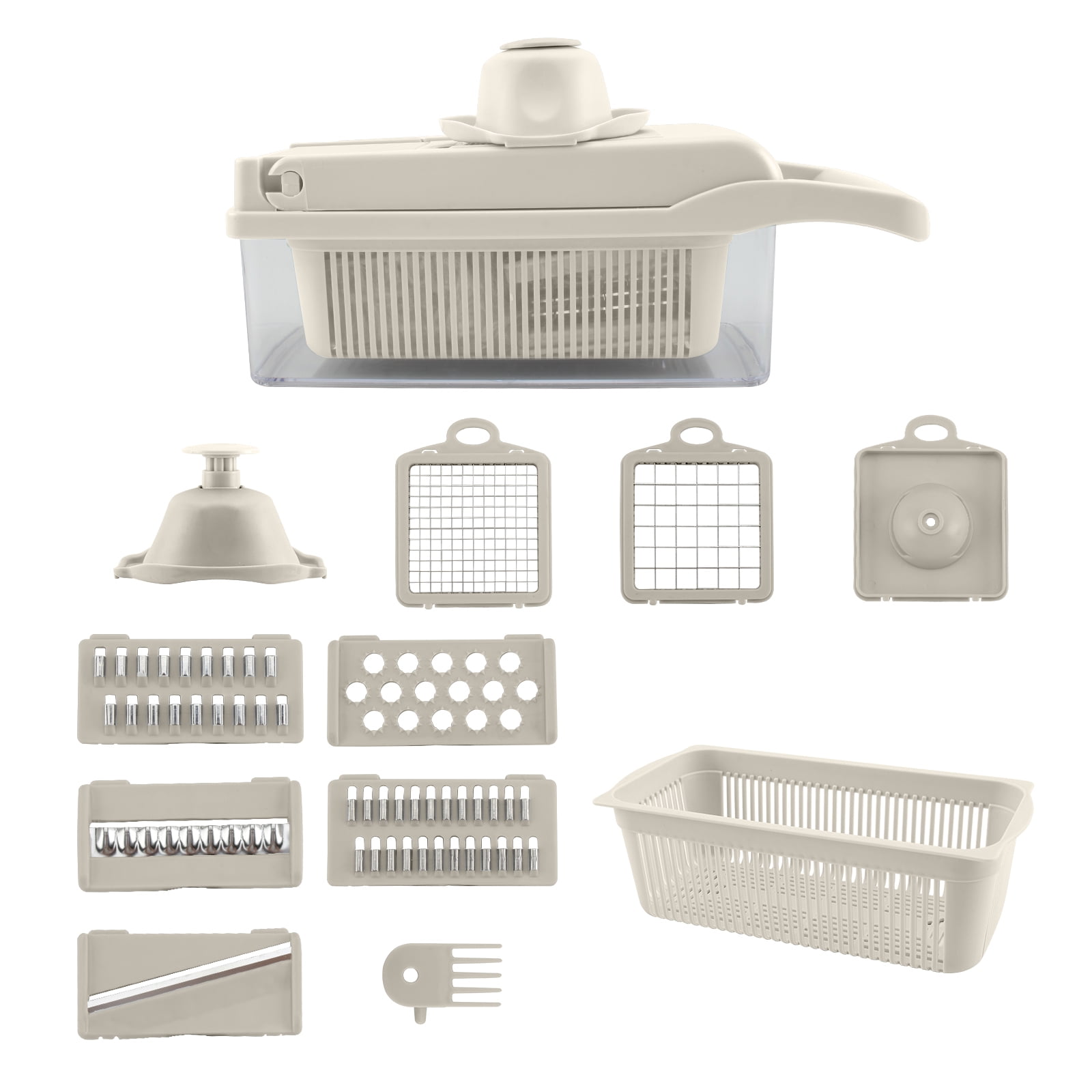 Cook with Color 14-in-1 Hand Food Chopper, Dicer, & Slicer with Container for Veggie, Cheese, Onion, & Potato, Versatile & Efficient Vegetable Cutter