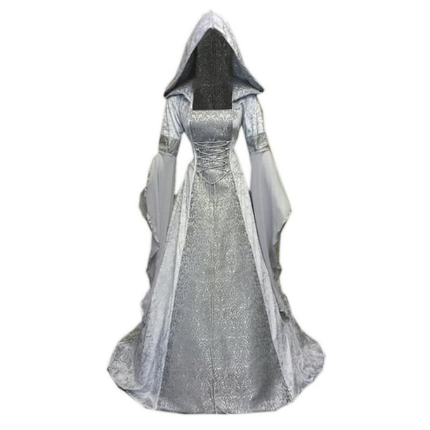 Vestidos Para Mujer Vestidos de Fiesta de Moda de Manga Larga Con Capucha Vestido Gótico Hasta El Suelo Vestido de Cosplay Odeerbi ODB141376