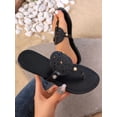thumbnail image 3 of Women‘s New Spring/Summer Comfortable Rhinestone Toe Post Flat Sandals For Holiday In Plus Size Black, 3 of 7