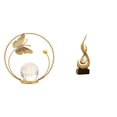 thumbnail image 1 of Estatua de bola de cristal, escultura abstracta de fuego, figura de hierro, adorno, pieza de arte decorativo con mano de obra fina, adecuada para sala, 1 of 8
