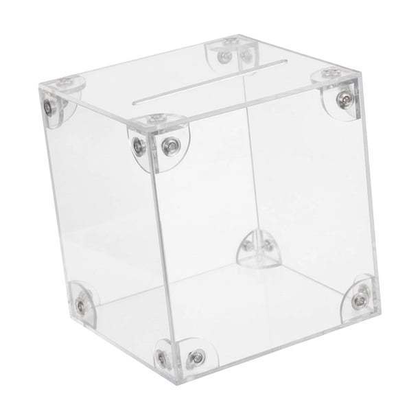 Caja de dinero acrílica, caja para monedas, contenedor de almacenamiento de dinero, multifuncional, espaciosa, 12cm x 12cm x 12cm