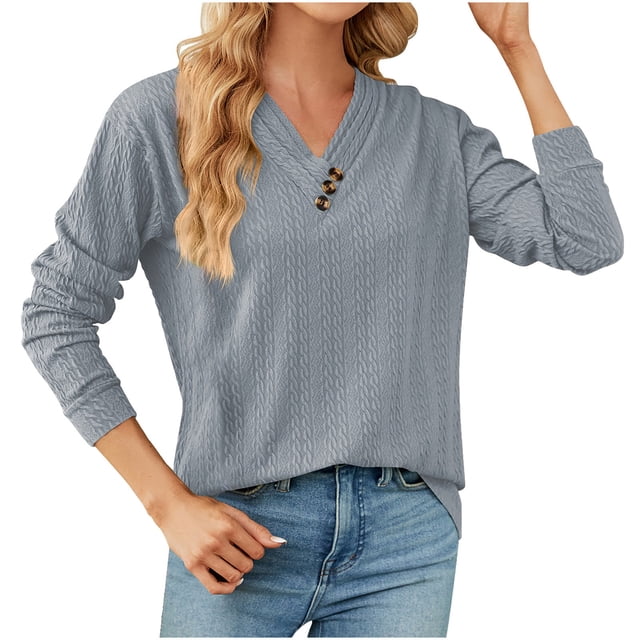 Hauts à Manches Longues pour Femmes Aguichant Décontractés Hauts à Col en V à Manches Longues pour Femmes Hauts à Manches Longues d'Été à Col en V Aguichant Décontractés Hauts Blouse Imprimée Régulière Hauts pour Femmes à Manches Longues
