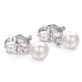 thumbnail image 5 of Yoursfs Pearl Clip on Earrings for Women Platinum Plated Double White Pearl Dangle Earring Non Pierced Ears, 5 of 6