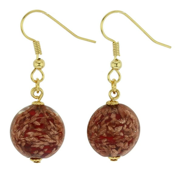 GlassOfVenice Murano Glass Starlight Disk Earrings - Fire Red