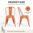 thumbnail image 6 of VINEEGO Metal Dining Chair Indoor-Outdoor Use Stackable Classic Trattoria Chair Fashion Dining Metal Side Chairs for Bistro Cafe Restaurant Set of 4 (Orange), 6 of 6
