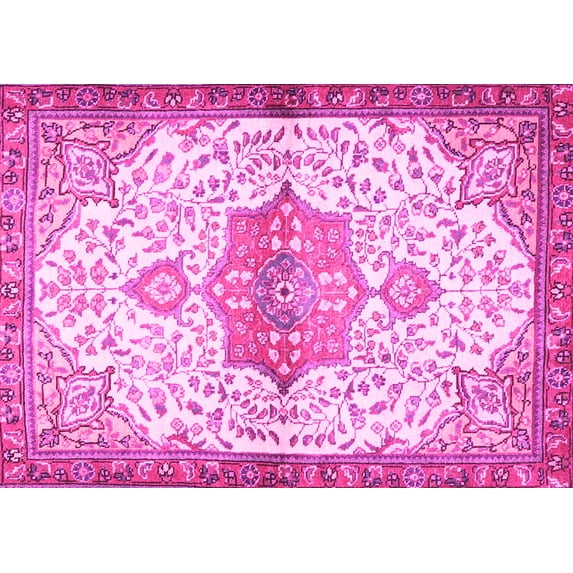 Ahgly Company Indoor Rectangle Medallion Pink Traditional Area Rugs, 6' x 9'