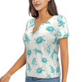 thumbnail image 2 of Zufioo Turtle for Women's Deep V-neck Short-sleeved T-shirt, Top with Short Sleeves - with Stainless Steel Buckle, Moisture Wicking, Ideal Home Wear-XX-Large, 2 of 8