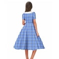 thumbnail image 4 of Iyufng Women's Checkered Printed Dresses Hepburn-Style Dress Fitted Waist Button-Down Dress, 4 of 6