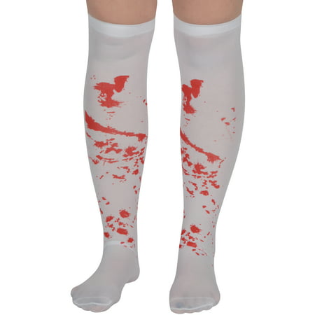 Loftus Women Blood Splattered Halloween 2pc Stockings, White Red, One