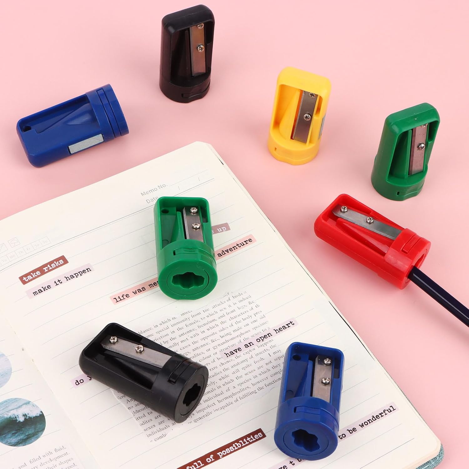 ABCISI 20 Pack Carpenter Pencil Sharpener, Compact Manual Carpenter Pencil Sharpener, Portable Woodwork Pencil Cutter for Woodworking Travel Office, 5 Vibrant Shades