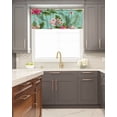 thumbnail image 5 of Kitchen Cafe Valance Curtain for Small Windows,Watercolor Garden Art Hibiscus Flowers Rod Pocket Short Valances Floral Plants on Teal Window Treatment Panel for Living Room/Bedroom/Bathroom,42x12in, 5 of 9