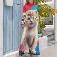 thumbnail image 4 of Cute Cat Floral Print Women's Long Dress Long Sleeves Dress Vintage Dresses Party Maxi Dress High Waist Dress, 4 of 4