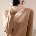 thumbnail image 4 of Suéter de cuello en V para mujer, suéter suelto de color sólido, jersey sencillo, camisa base, ropa exterior, otoño nuevo, suéter de manga larga, top corto, 4 of 6