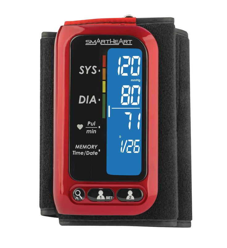 SmartHeart Blood Pressure Monitor | Attached Upper Arm Cuff | Advanced Inflation| 500-Reading Memory