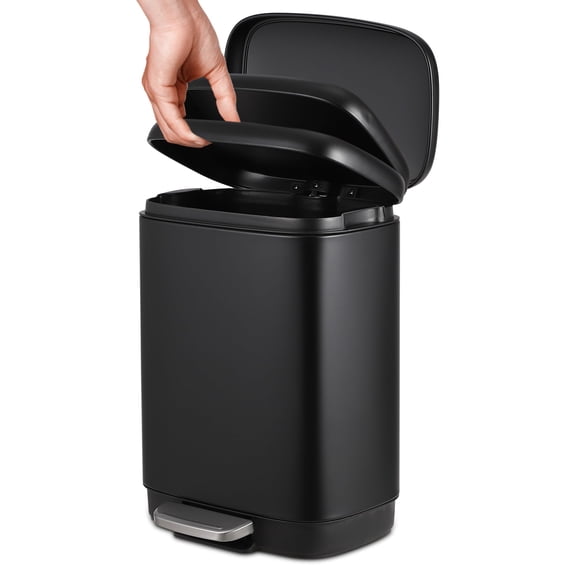 Kselythan Bathroom Trash Can,3.2 Gallon / 12 Liter Stainless Steel Garbage Can,Kitchen Trash Can with Lid,Soft Close Step-On Pedal, Fingerprint-Resistant Finish for Kitchen or Bathroom