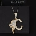 thumbnail image 3 of Bling Craft C Initial Pendant for Men 0.96 Ct Round Moissanite Lion Hip Hop Iced Out Letter 14k Yellow Gold Plated 925 Sterling Silver (Color D, VVS1), 3 of 7
