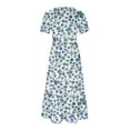 thumbnail image 4 of ICHUANYI Women's Summer Stylish Dresses Floral Print Short Sleeve Crew Neck Loose Long Dress Trendy 2024, 4 of 5