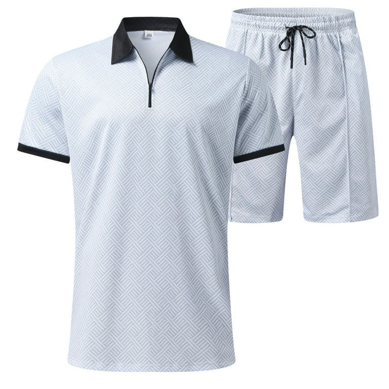 Vedolay Short Sets Men's Polo Shirt and Shorts Set Casual