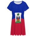 thumbnail image 3 of Haiti Flag Short Sleeve Dress Women Summer Evening Dresses Ladies Sundress, 3 of 7