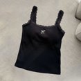 thumbnail image 5 of Womens Nylon Stretch Ribbed Knit Camisole Shirts Lace Trim Scoop Neck Fitted Tank Top with Built-in Bra Pads for Casual Lounge, 5 of 6