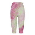 thumbnail image 4 of Zylarhe Women's Pants Women's Casual Capris High Waist Tie Dye Print Drawstring Joggers Comfortable Pants Soft Stretchy Yoga Trousers Trendy Athletic Bottoms, 4 of 5